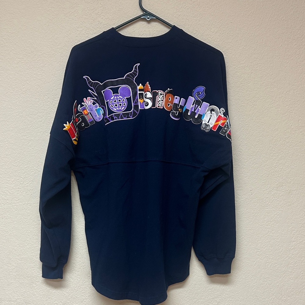 Disney Black Long Sleeve Tee with Multicolor Halloween Lettering